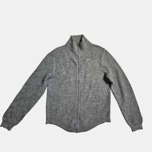 Goodlife Womens Alpaca Blend Waffle Knit Full Zip Sweater XL Mock‎ Neck Curved